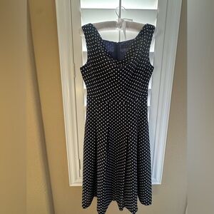 The Limited Navy & White Polka Dot Fit-and-Flare Dress – Size 2